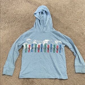 JCrew Crewcuts- Blue Hoodie tee with Ski Print- Size S